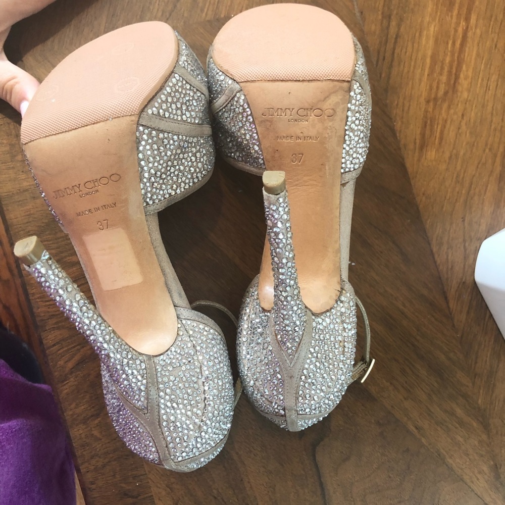 New Crystal-Embedded Jimmy Choo Open-Toe Kafta Pl… - image 7